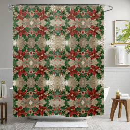 Cortina Para Box Feliz Natal Poinsettia Holly Festiay Foliday