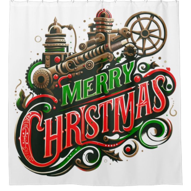 Cortina Para Box Feliz Natal steampunk (Frente)