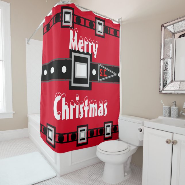 Cortina Para Box Feliz Natal Vermelho Preto  (In Situ)