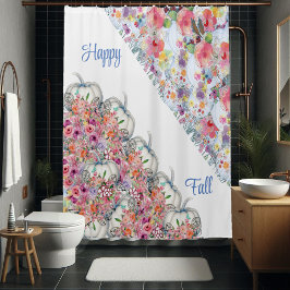 Cortina Para Box Feliz Queda Branca Abóbora Aquarela Blogues Florai