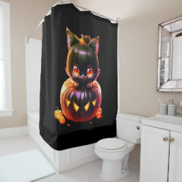 Cortina Para Box Festa de Halloween Black Cat Pumpkin Horror Assust