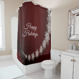 Cortina Para Box Festa de Natal Crystal Snowflakes Red Rustic