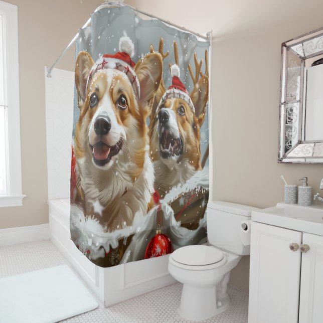 Cortina Para Box Festa de Natal do Cão Corgi (In Situ)
