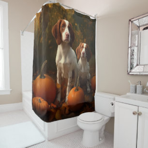 Cortina Para Box Filhote de Brittany Spaniel Delícia de Outono Abób