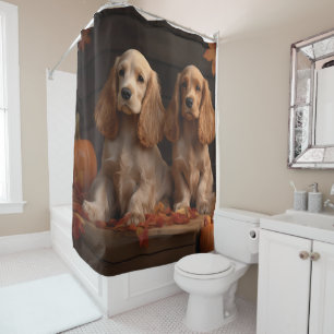 Cortina Para Box Filhote de Cocker Spaniel Delícia de Outono Abóbor