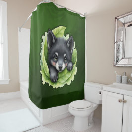 Cortina Para Box Filhote de lobo no verde: