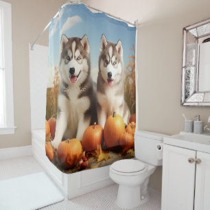 Cortina Para Box Filhote de Malamute do Alasca Delícia de Outono Ab