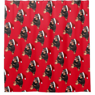 Cortina Para Box Filhote de Rottweiler Fofo Usando Chapéu de Papai 