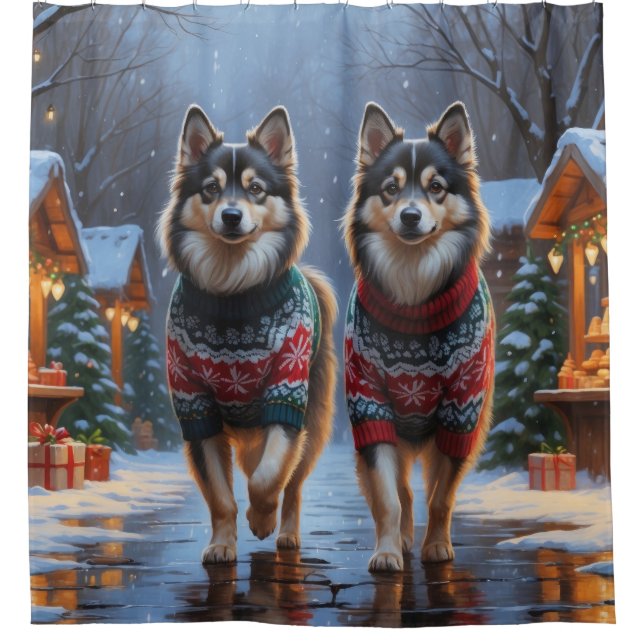 Cortina Para Box Finnish Lapphund Dogs Christmas Snow Holiday (Frente)