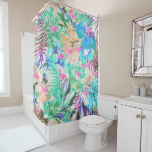 Cortina Para Box Flamingo floral do rosa tropical moderno da