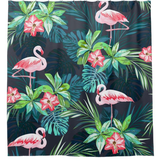 Cortina Para Box Flamingo Tropical: Padrão de Flores de Verão (Frente)