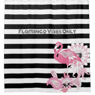 Cortina Para Box Flamingo Vibes Apenas Black & White Stripe Flaming