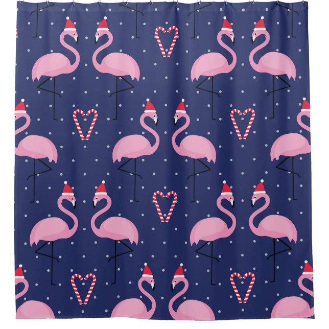 Cortina Para Box Flamingo Xmas Hat Candy Patterno (Frente)