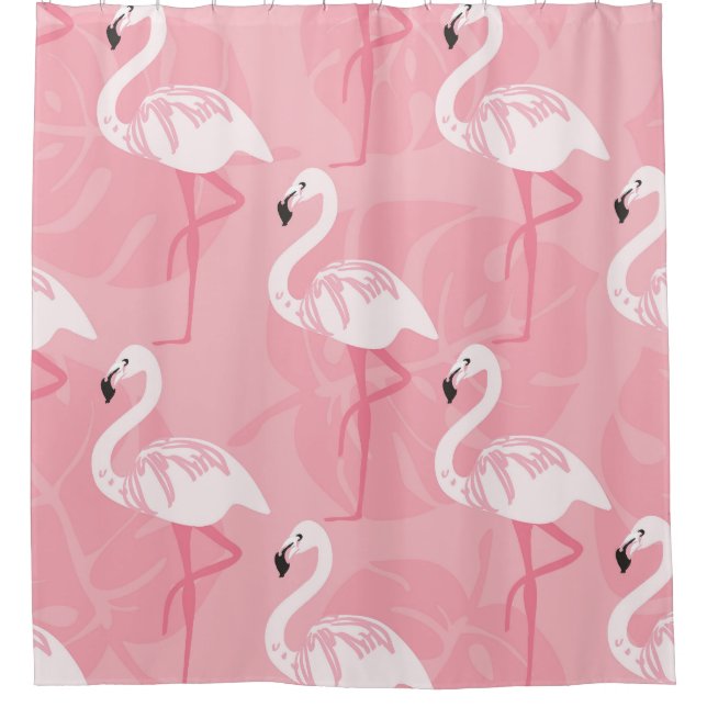 Cortina Para Box flamingos cor-de-rosa: ilustração da safra. (Frente)