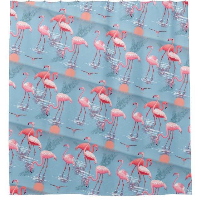 Cortina Para Box Flamingos Padrão 1 (Frente)
