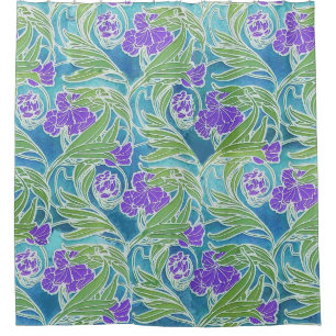 CORTINA PARA BOX FLEUR DE LIS, VERDE DEIXA AQUA FLORAL AZUL