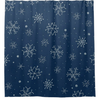 Cortina Para Box Floco de neve azul de Natal bonito floco de neve d