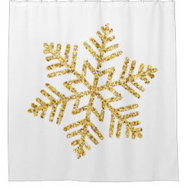 Cortina Para Box Floco de neve Dourado grande em branco