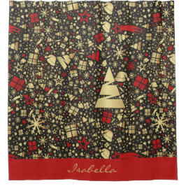 Cortina Para Box Flocos de neve personalizados do Santa Hat é uma á