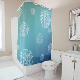 Cortina Para Box Flor azul-turquesa