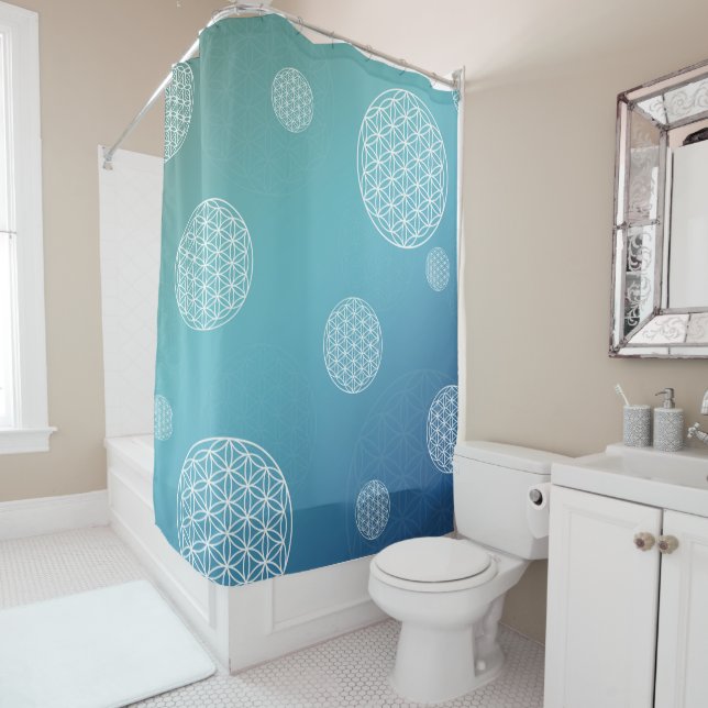 Cortina Para Box Flor azul-turquesa (In Situ)