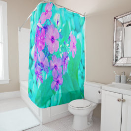 Cortina Para Box Flor bonito do Jardim Rosa no Aquamarine