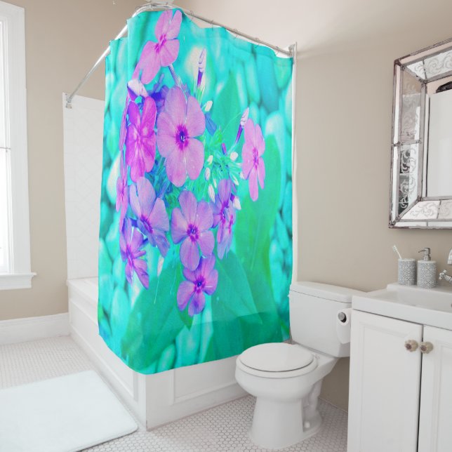 Cortina Para Box Flor bonito do Jardim Rosa no Aquamarine (In Situ)