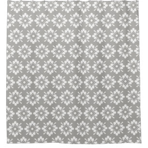Cortina Para Box Flor branca no teste padrão cinzento da repetiç