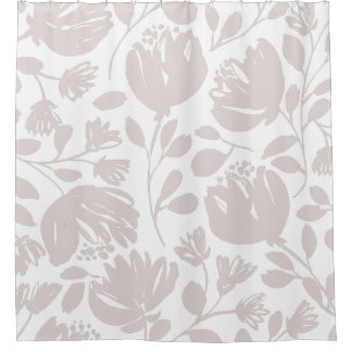 Cortina Para Box Flor clássica moderna Cor rosa clara e branca