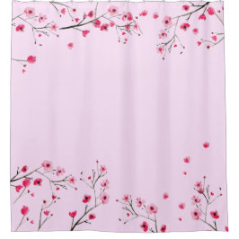 Cortina Para Box Flor cor-de-água rosa Flor de cereja japonesa Flor