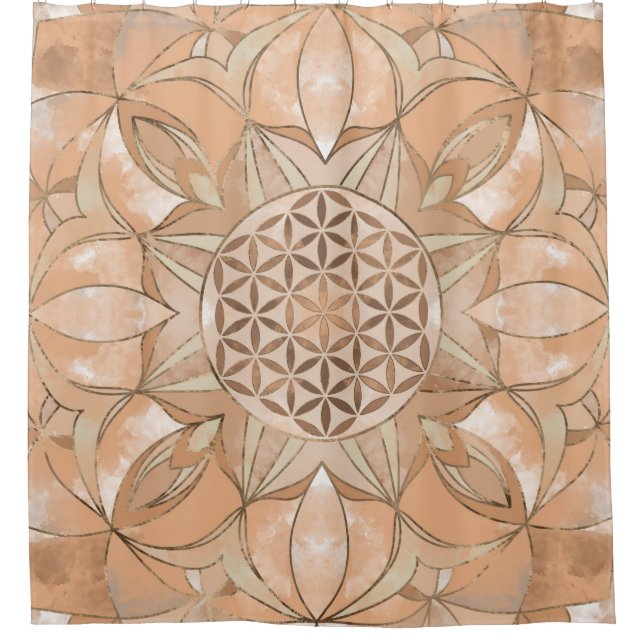 Cortina Para Box Flor da Vida Pêssego natural (Frente)