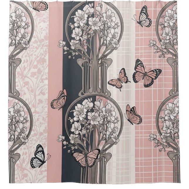 Cortina Para Box Flor de Borboleta Elegante (8) (Frente)