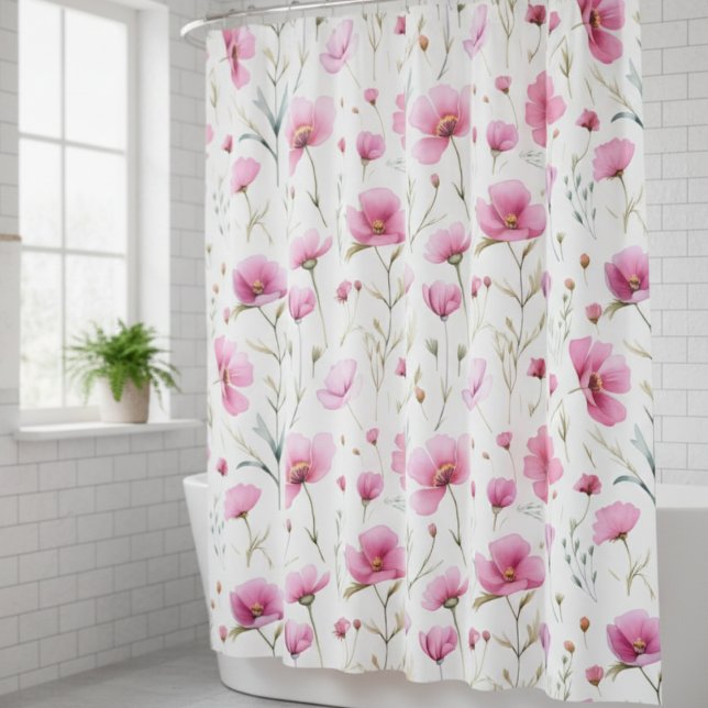 Cortina Para Box Flor de Campo Aguarela Rosa  (Criador carregado)