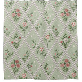 Cortina Para Box Flor de Campo Verde Vintage 
