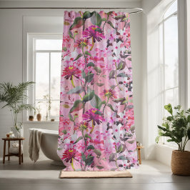 Cortina Para Box Flor de floração elegante decorativa rosa