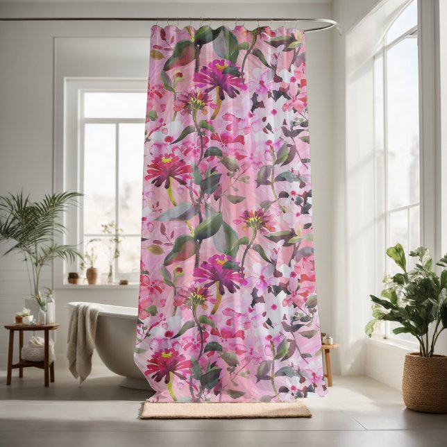 Cortina Para Box Flor de floração elegante decorativa rosa (Criador carregado)