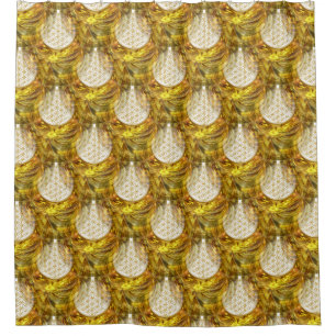 Cortina Para Box Flor de vida - ouro sem costura 3D