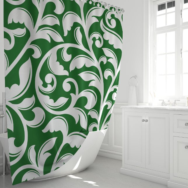 Cortina Para Box Flor de Videira Damasco Verde Florestal (Criador carregado)