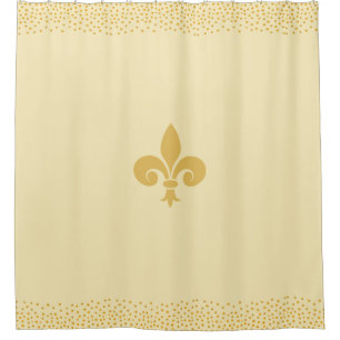 Cortina Para Box Flor Fleur_de_Lis & Confete Dourado sobre Dourado
