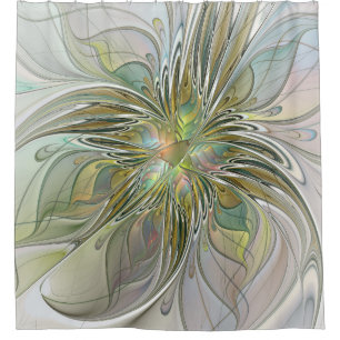 Cortina Para Box Flor moderna da arte do Fractal da fantasia floral