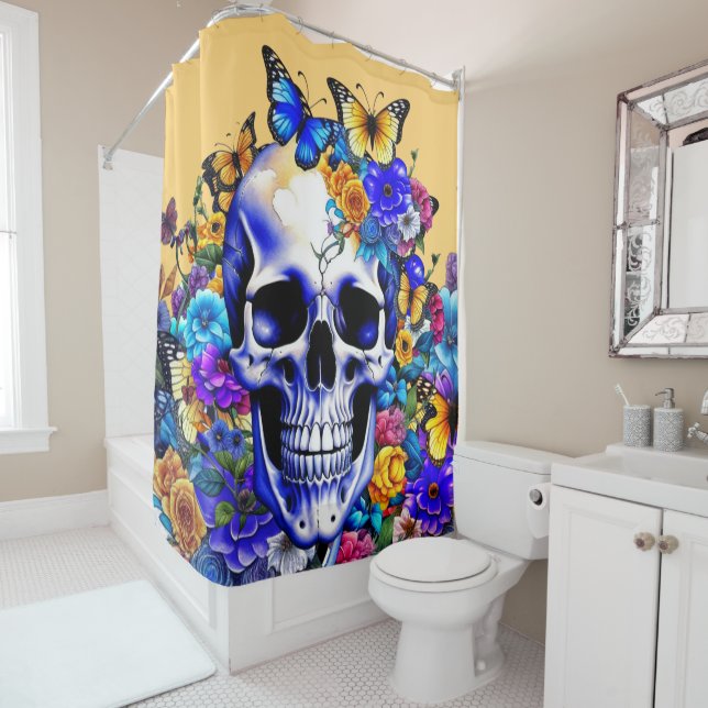 Cortina Para Box Flor Skull (In Situ)