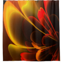 Cortina Para Box Flor Vermelho Laranja Estilizado Metade Corolla