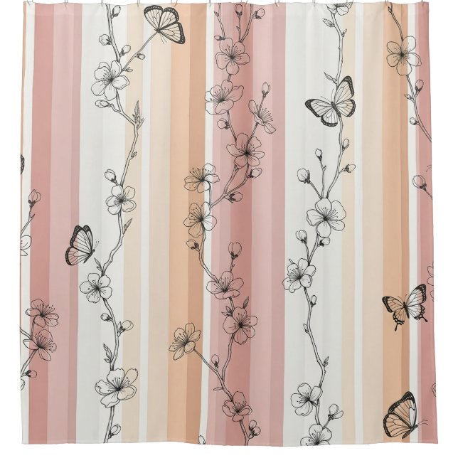 Cortina Para Box Floração de Borboleta Elegante (11) (Frente)