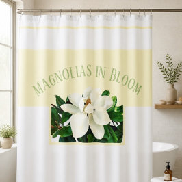 Cortina Para Box Floração de Magnólia | Amarelo e Branco