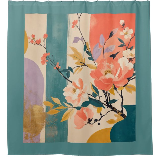 Cortina Para Box "Floral Abstrato" (Frente)