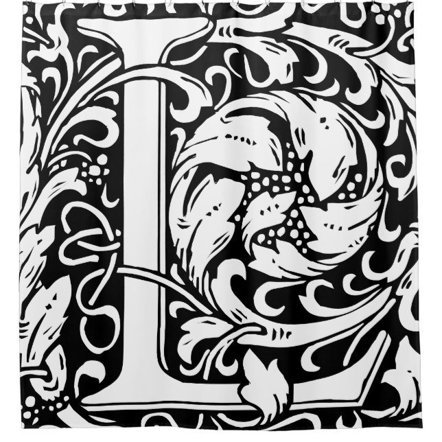 Cortina Para Box Floral alfabeto monograma - Letra L clássica (Frente)