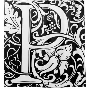 Cortina Para Box Floral alfabeto monograma - Letra P clássica