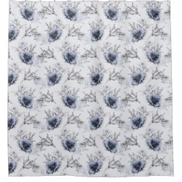 Cortina Para Box Floral Azul Elegante