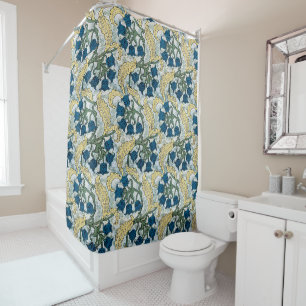 Cortina Para Box Floral Blue Flowers Lily Valley Repetindo