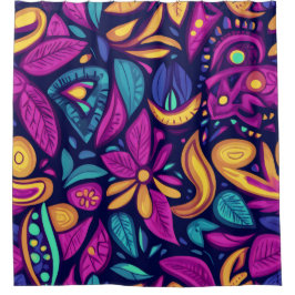 Cortina Para Box Floral Boho Abstrato colorido